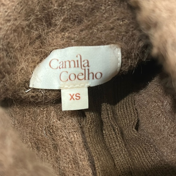 Like New!Camila Coelho oversized 1/4 ZipUp turtleneck crop soft hairy sweater XS - Picture 5 of 9